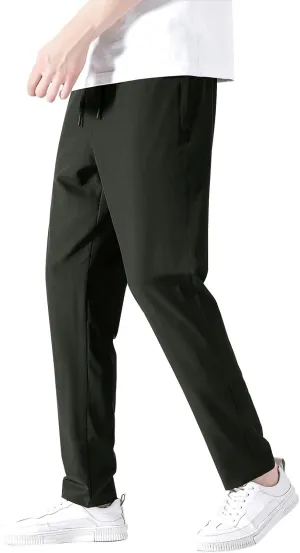 Men's Athletic Pants Thin Lightweight Quick Dry Pants Loose Ice Silk Solid Sports Trousers Straight Leg Cargo Pant