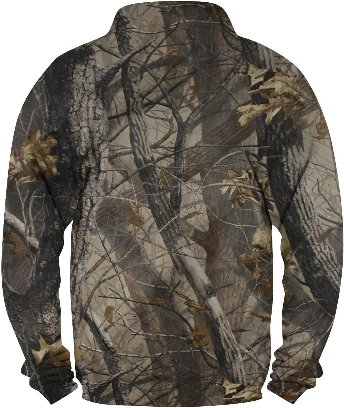 Mens Camo Sweatshirt Stand Collar Pullover, Buckle Closure, for Camouflage Training Clothes and Outdoor Sportswear