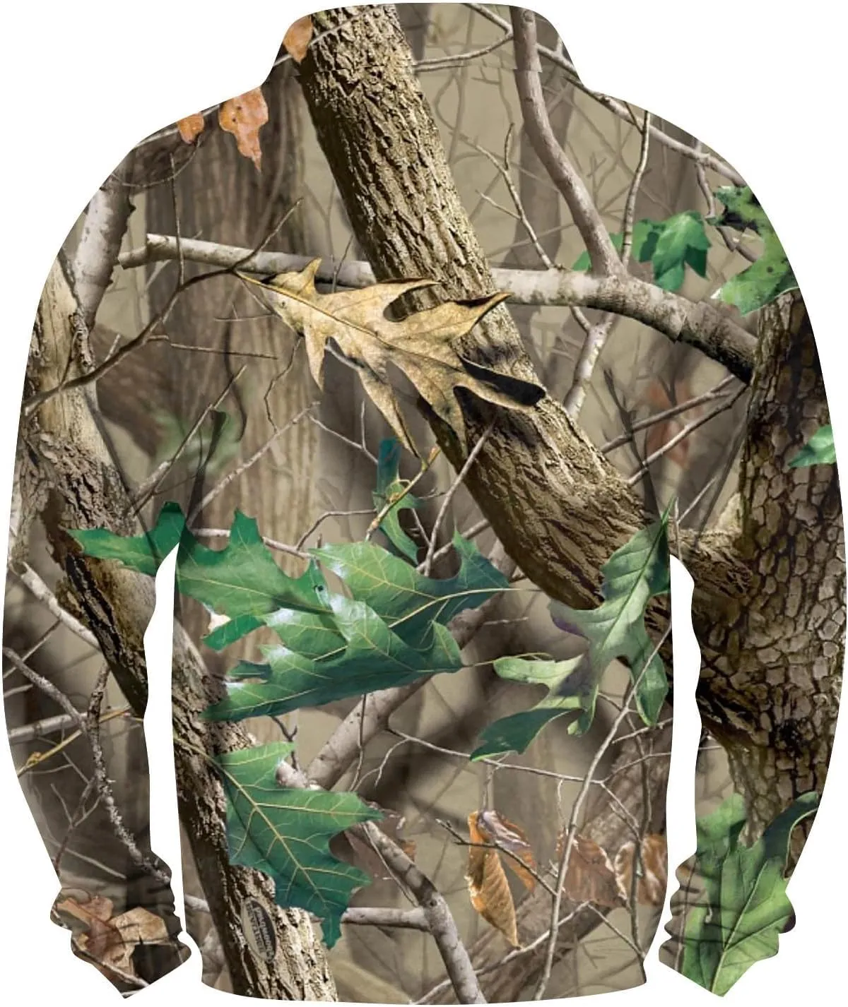 Mens Camo Sweatshirt Stand Collar Pullover, Buckle Closure, for Camouflage Training Clothes and Outdoor Sportswear
