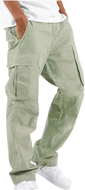 Mens Cargo Pants Relaxed Fit Casual Outdoor Athletic Cotton Joggers Lightweight Camping Hiking Pants with Pockets