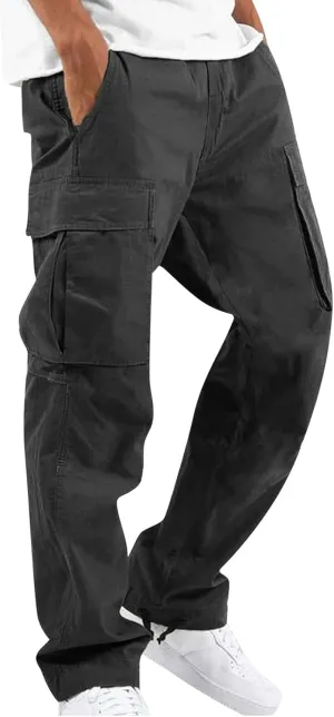 Mens Cargo Pants Relaxed Fit Casual Outdoor Athletic Cotton Joggers Lightweight Camping Hiking Pants with Pockets