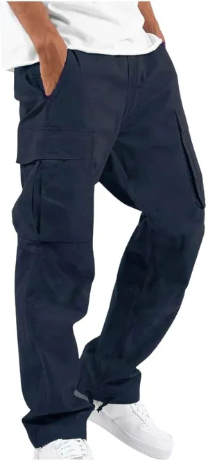 Mens Cargo Pants Relaxed Fit Casual Outdoor Athletic Cotton Joggers Lightweight Camping Hiking Pants with Pockets