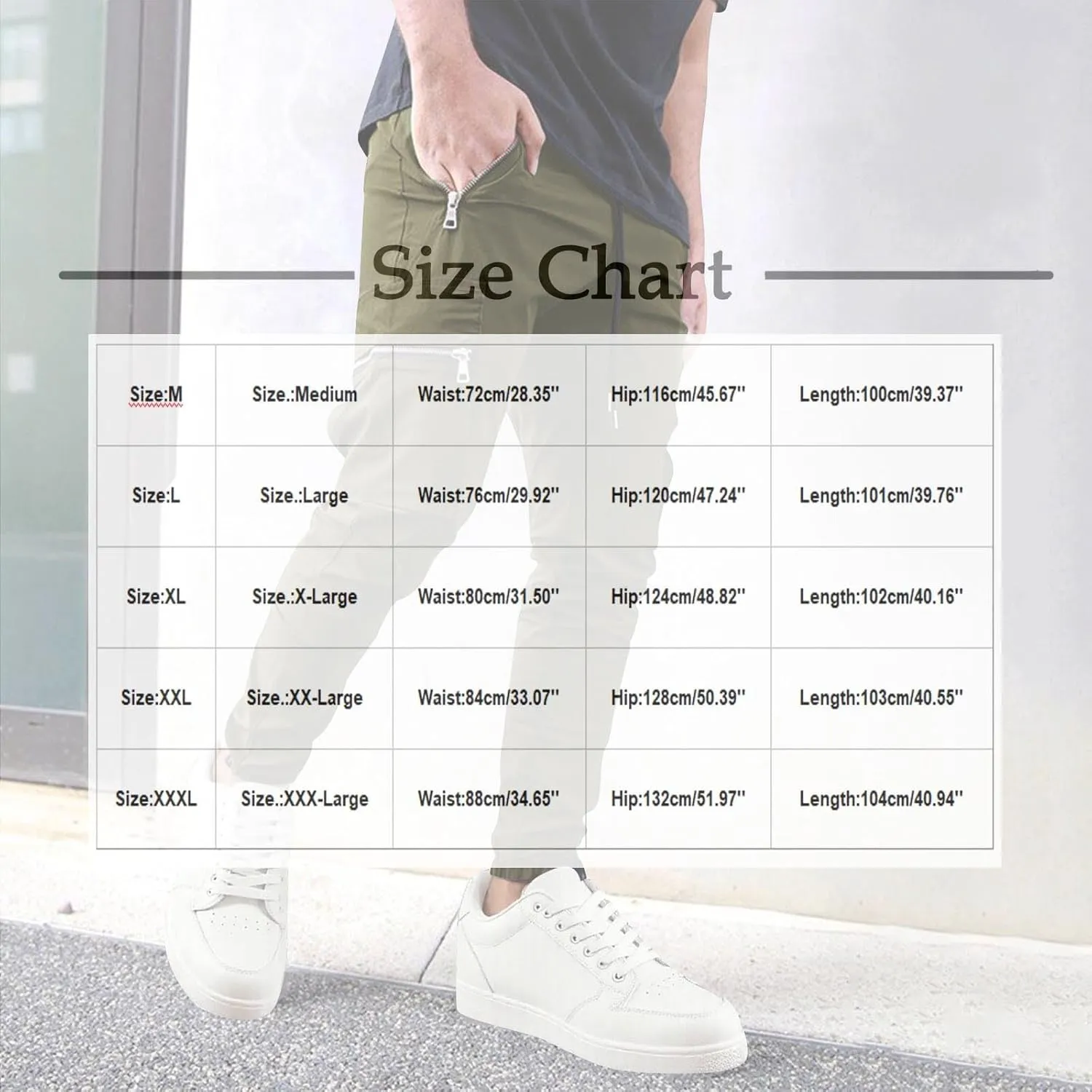 Men's Casual Cargo Pants Drawstring Elastic Waist Joggers Sweatpants Solid Color Multiple Pockets Hiking Trousers