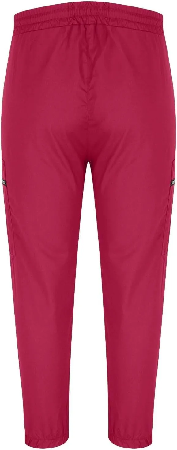 Men's Casual Cargo Pants Drawstring Elastic Waist Joggers Sweatpants Solid Color Multiple Pockets Hiking Trousers
