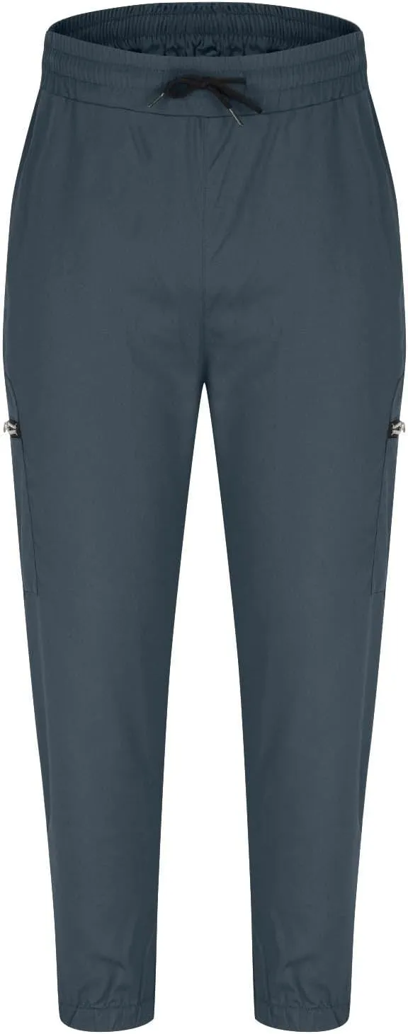 Men's Casual Cargo Pants Drawstring Elastic Waist Joggers Sweatpants Solid Color Multiple Pockets Hiking Trousers