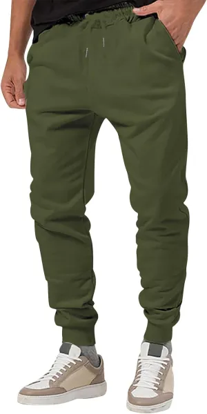 Men's Casual Cargo Pants Workout Joggers Stretch Sweatpants Hiking Drawstring Workout Athletic Pants with Pockets