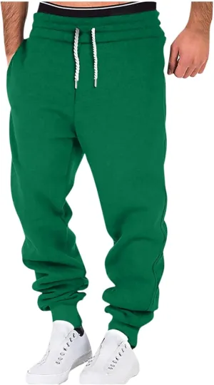Mens Casual Drawstring Pants Joggers Sweatpants Active Athletic Workout Heavyweight Fleece Cargo Sweatpants Trousers