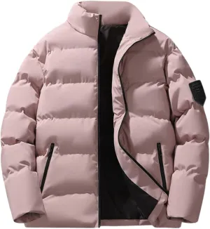 Men's Color Block Padded Quilted Flight Bomber Jacket Lightweight Packable Warm Winter Coat Cotton Jacket Outerwear