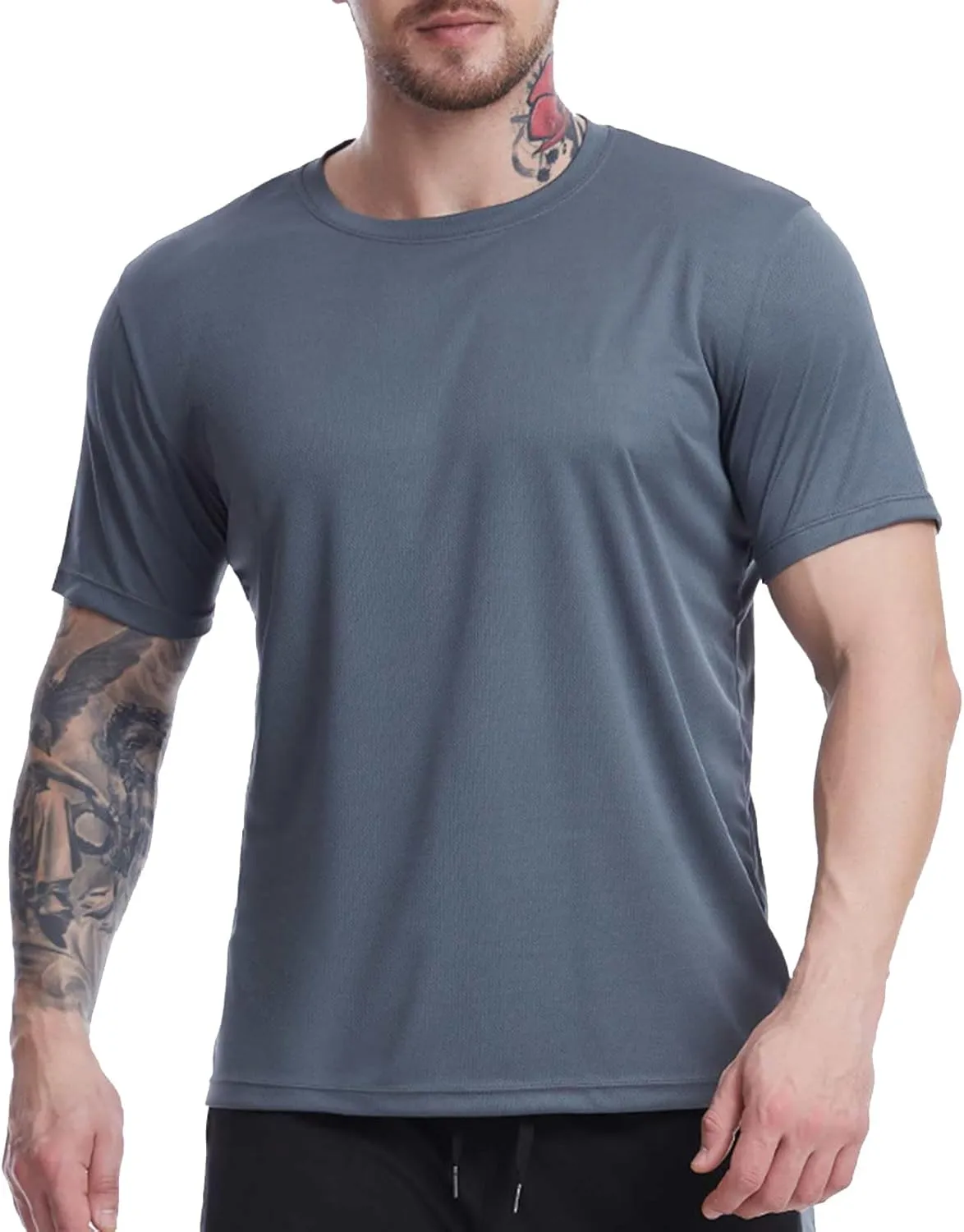 Mens Compression Shirts Short Sleeve Solid Breathable Moisture Wicking Basketball Training Tops Loose Fit Summer Sport Tees