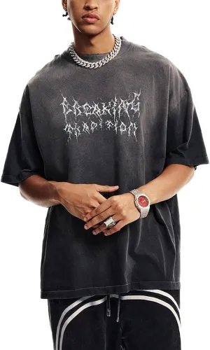 Mens Cotton Acid Washed T-Shirts Casual Vintage Short Sleeve Tee Streetwear Loose Tops Women Oversized Shirt M1120