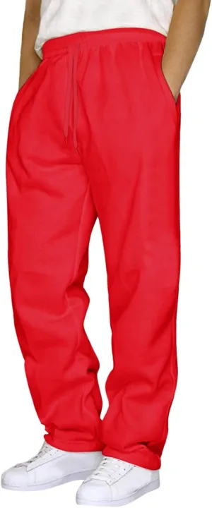 Men's Cotton Sweatpants Elastic Waist Joggers Workout Sport Pants Fall Winter Long Trousers with Pockets