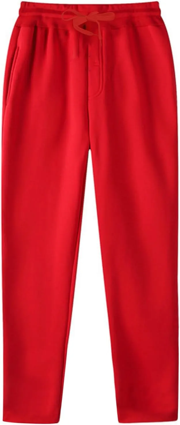 Men's Cotton Sweatpants Elastic Waist Joggers Workout Sport Pants Fall Winter Long Trousers with Pockets