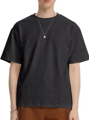 Men's Cotton T-Shirts Short Sleeve Oversized Vintage Tshirts Summer Casual Crew Neck Basic Tee Tops Streetwear Grey L