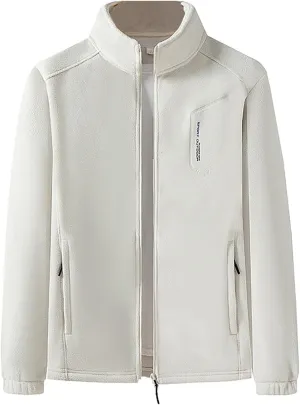 Men's Fleece Jackets Oversized Casual Winter Warm Full Zip Coats Outdoor Sports Hunting Jacket with Zipper Pockets