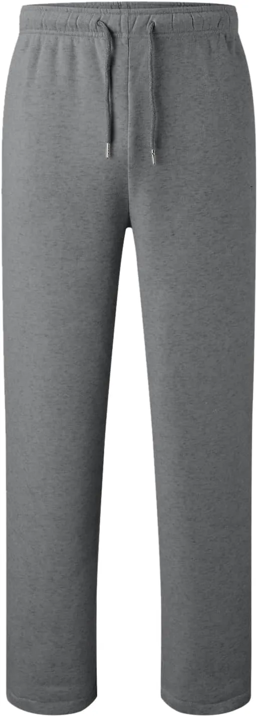 Mens Fleece Lined Sweatpants Baggy Joggers Pants Wide Leg Workout Pants Elastic Waist Cargo Sweatpants Casual Bottoms