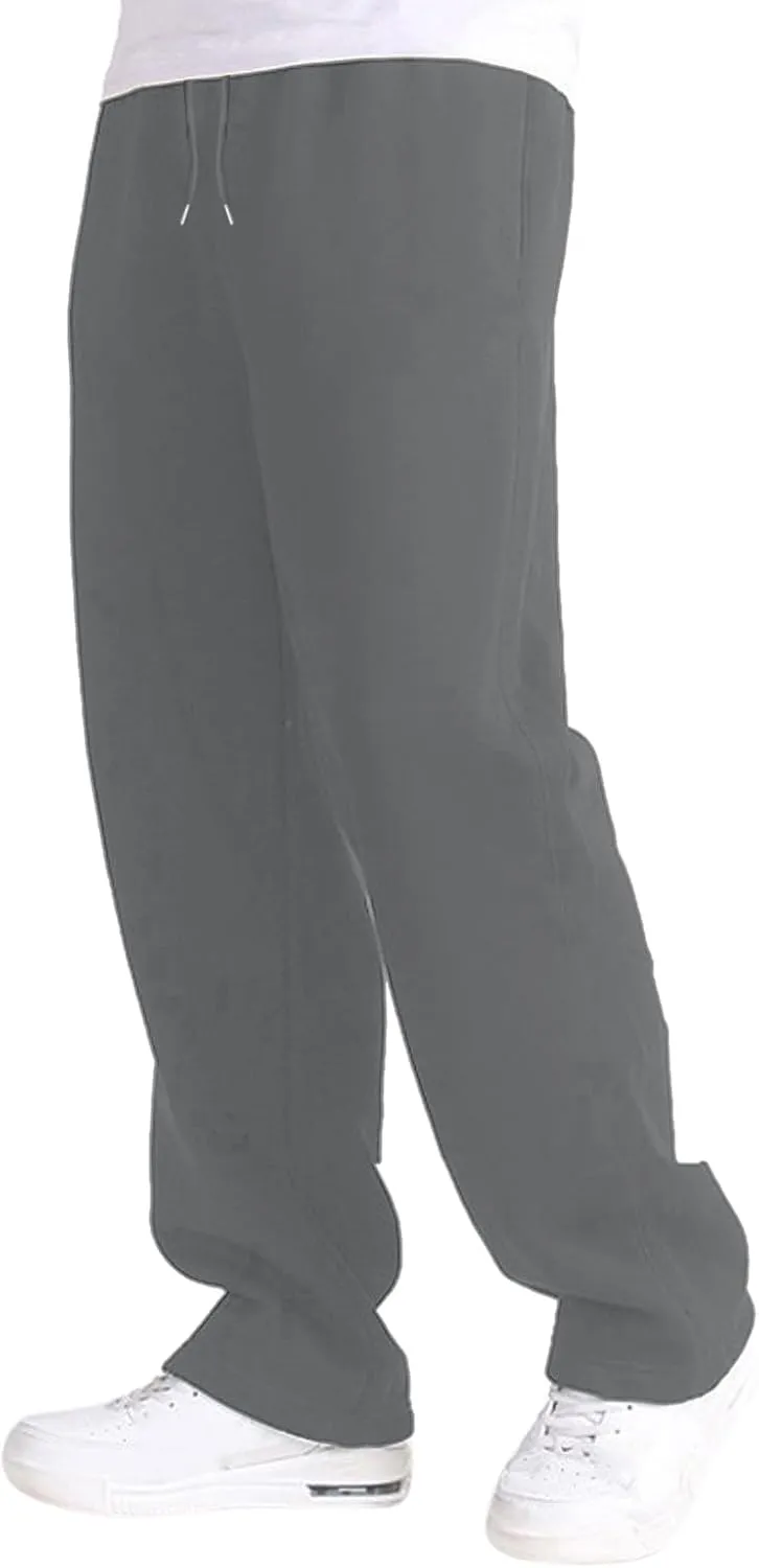Mens Fleece Lined Sweatpants Baggy Joggers Pants Wide Leg Workout Pants Elastic Waist Cargo Sweatpants Casual Bottoms