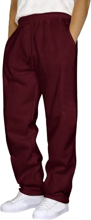 Mens Fleece Sweatpants Heavyweight Baggy Elastic Waist Joggers Pants with Pockets Wide Leg Trousers Sweat Pants