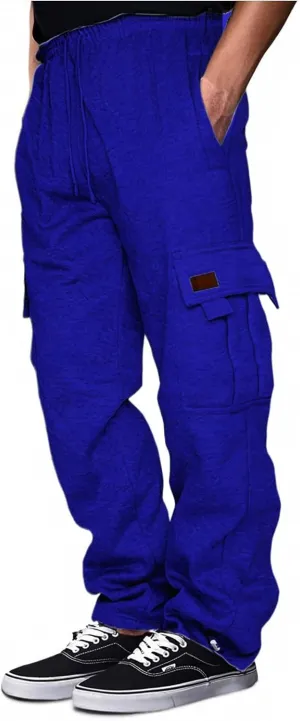 Mens Fleece Sweatpants Heavyweight Baggy Elastic Waist Joggers Pants with Pockets Wide Leg Trousers Sweat Pants
