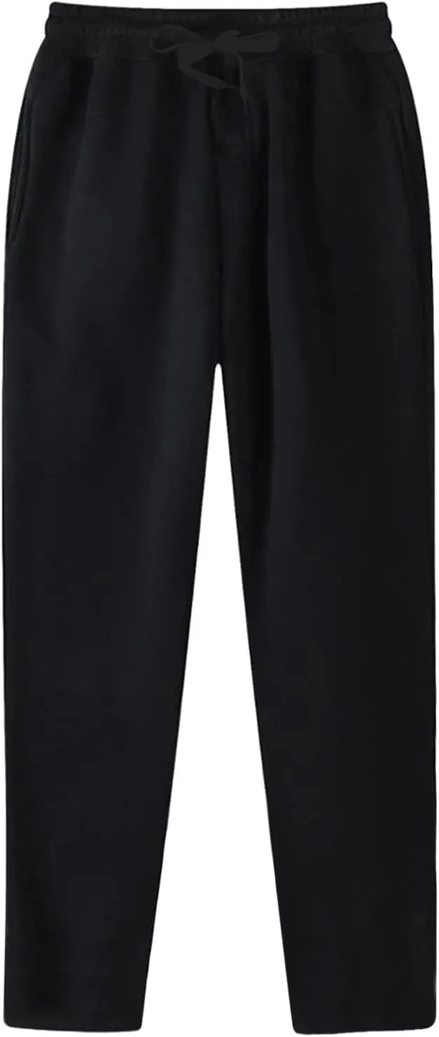 Mens Fleece Sweatpants Heavyweight Baggy Elastic Waist Joggers Pants with Pockets Wide Leg Trousers Sweat Pants