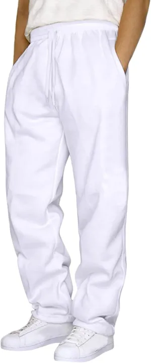 Mens Fleece Sweatpants Heavyweight Baggy Elastic Waist Joggers Pants with Pockets Wide Leg Trousers Sweat Pants
