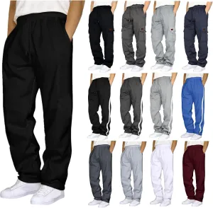 Mens Fleece Sweatpants Heavyweight Baggy Elastic Waist Joggers Pants with Pockets Wide Leg Trousers Sweat Pants