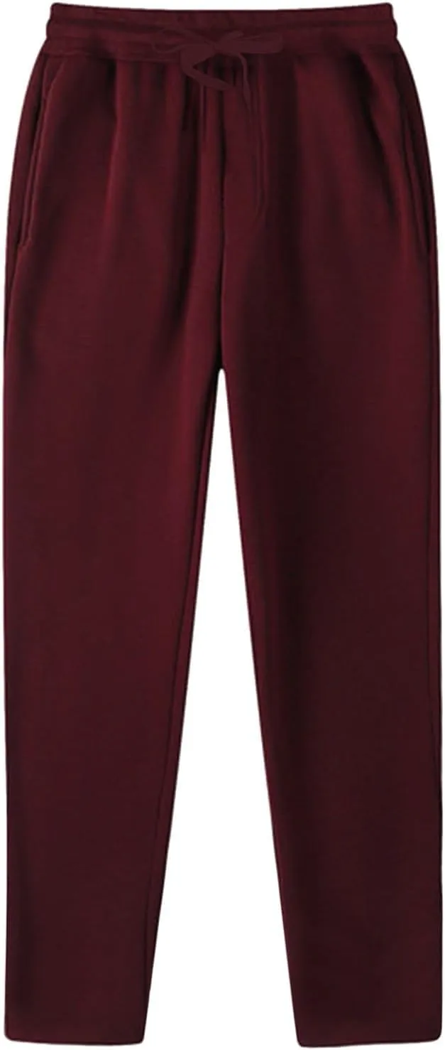 Mens Fleece Sweatpants Heavyweight Baggy Elastic Waist Joggers Pants with Pockets Wide Leg Trousers Sweat Pants