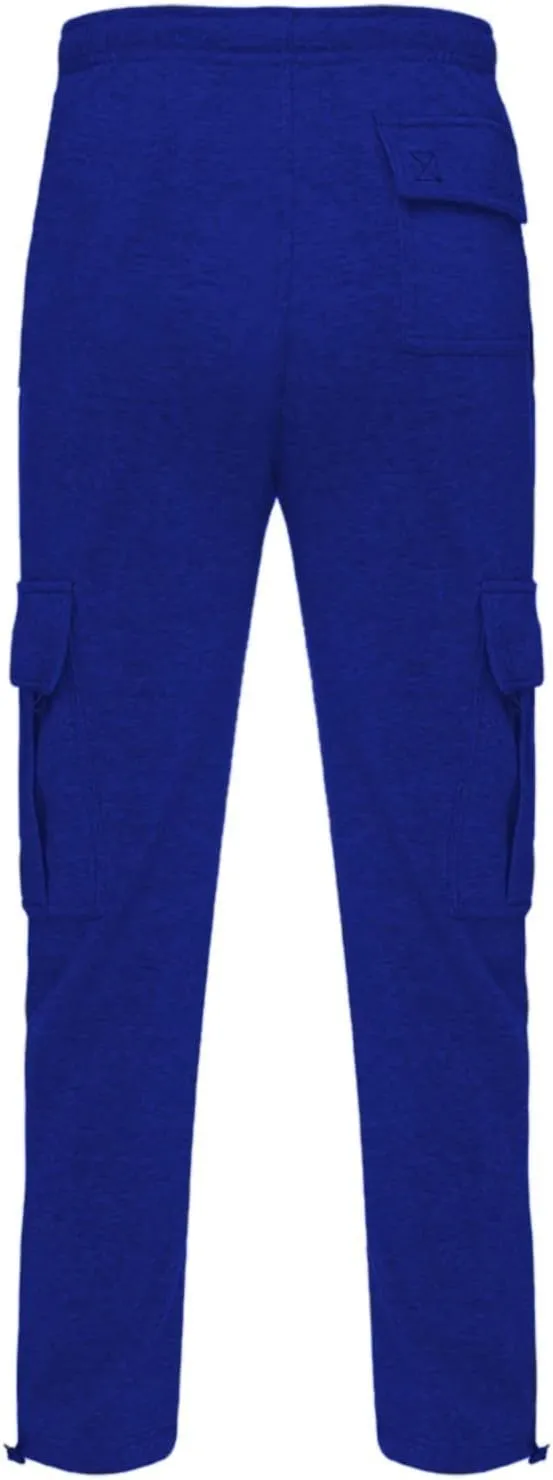 Men's Heavyweight Fleece Cargo Sweatpants Elastic Waist Joggers Baggy Drawstring Sweatpants with Pockets Cargo Pants Trousers