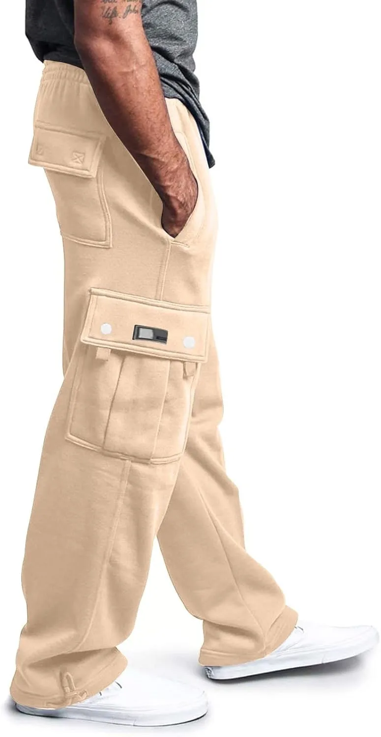 Men's Hiking Cargo Pants Relaxed Fit Trousers Drawstring Elastic Waist Joggers Sports Athletic Trousers with Pocket