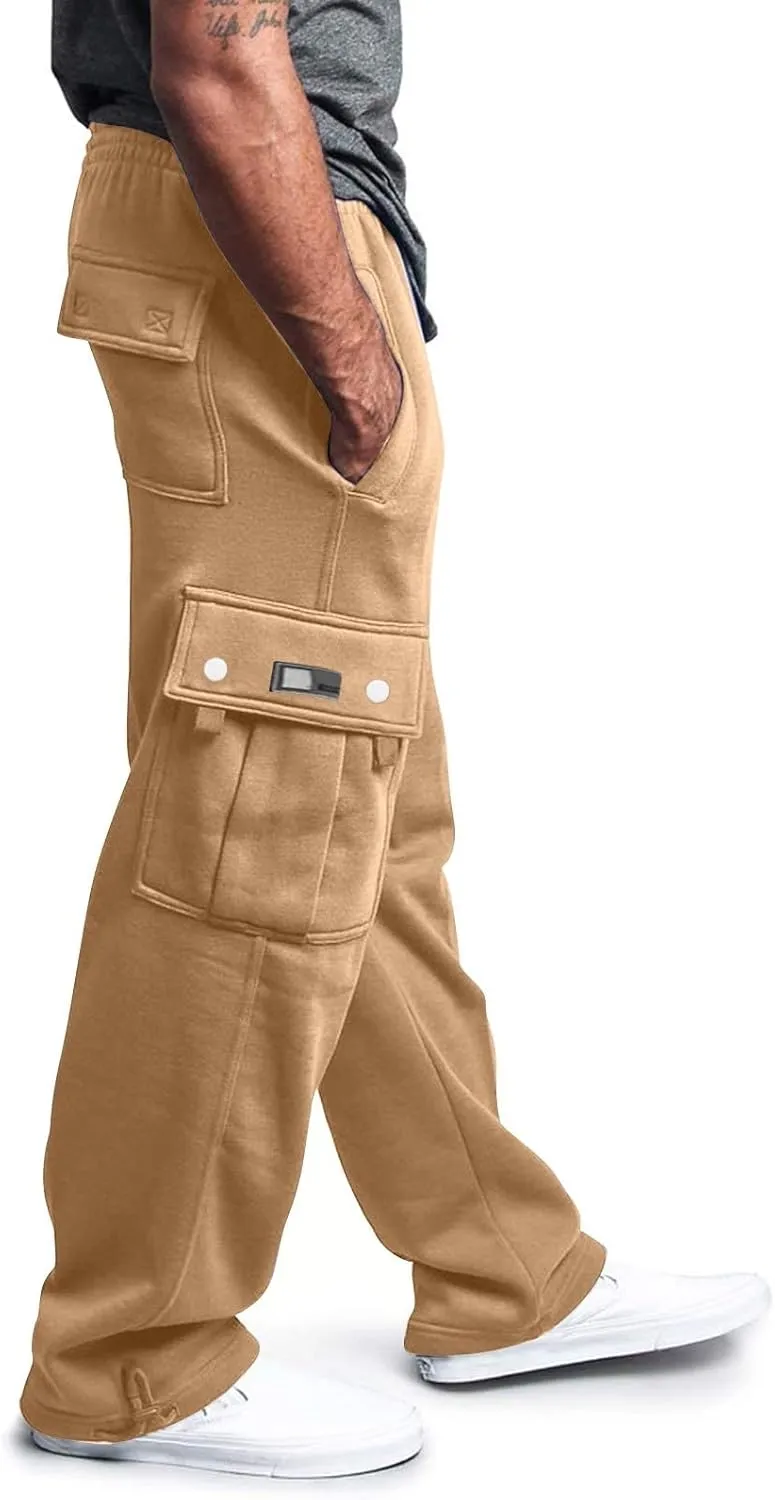 Men's Hiking Cargo Pants Relaxed Fit Trousers Drawstring Elastic Waist Joggers Sports Athletic Trousers with Pocket