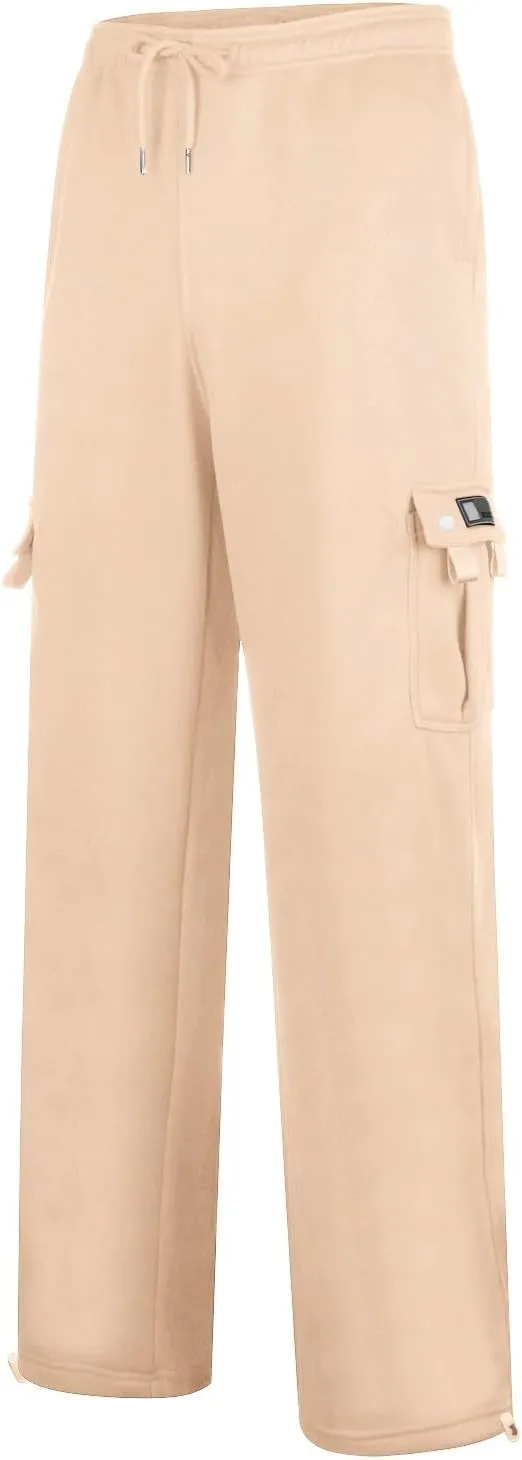Men's Hiking Cargo Pants Relaxed Fit Trousers Drawstring Elastic Waist Joggers Sports Athletic Trousers with Pocket