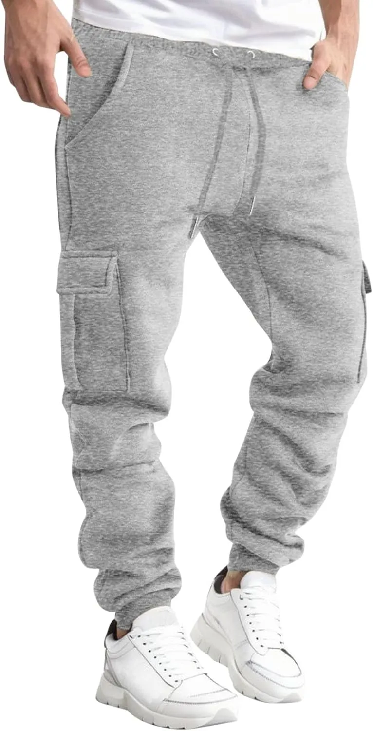 Men's Hiking Cargo Pants Relaxed Fit Trousers Drawstring Elastic Waist Joggers Sports Athletic Trousers with Pocket