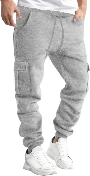 Men's Hiking Cargo Pants Relaxed Fit Trousers Drawstring Elastic Waist Joggers Sports Athletic Trousers with Pocket