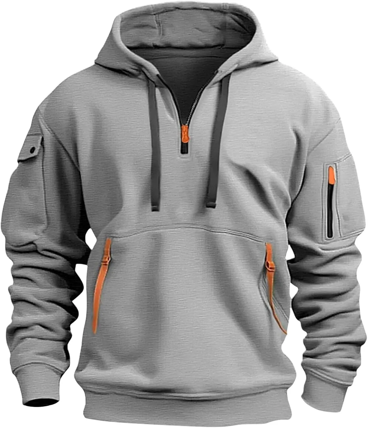 Men's Hoodies Quarter Zip Pullover Vintage Workout Running Active Hoodies with Pockets Military Tactical Sweatshirt