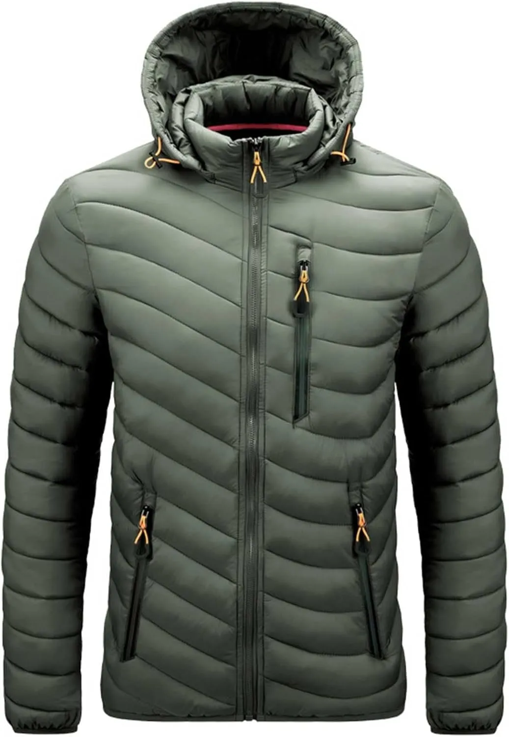 Mens Lightweight Packable Puffer Jacket Winter Insulated Quilted Hooded Down Jackets Big and Tall Padded Puffy Coats