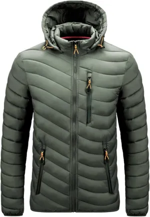 Mens Lightweight Packable Puffer Jacket Winter Insulated Quilted Hooded Down Jackets Big and Tall Padded Puffy Coats