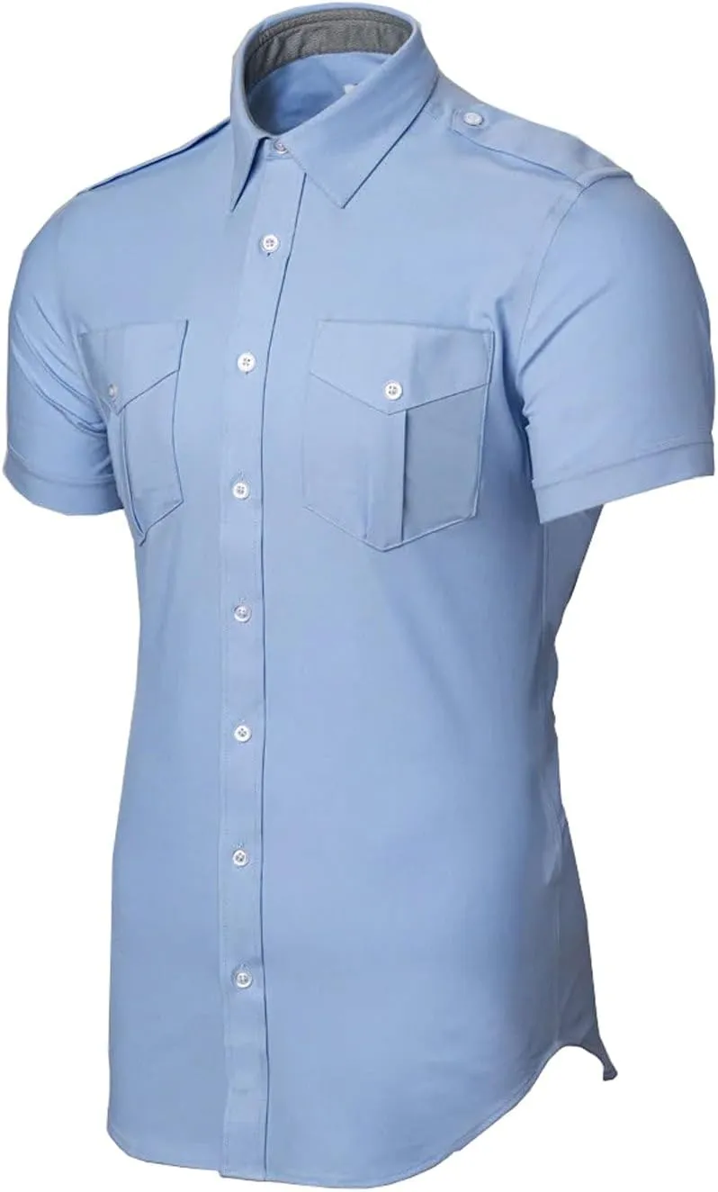 Men's Modern Cut White Label Short Sleeve Pilot Shirt