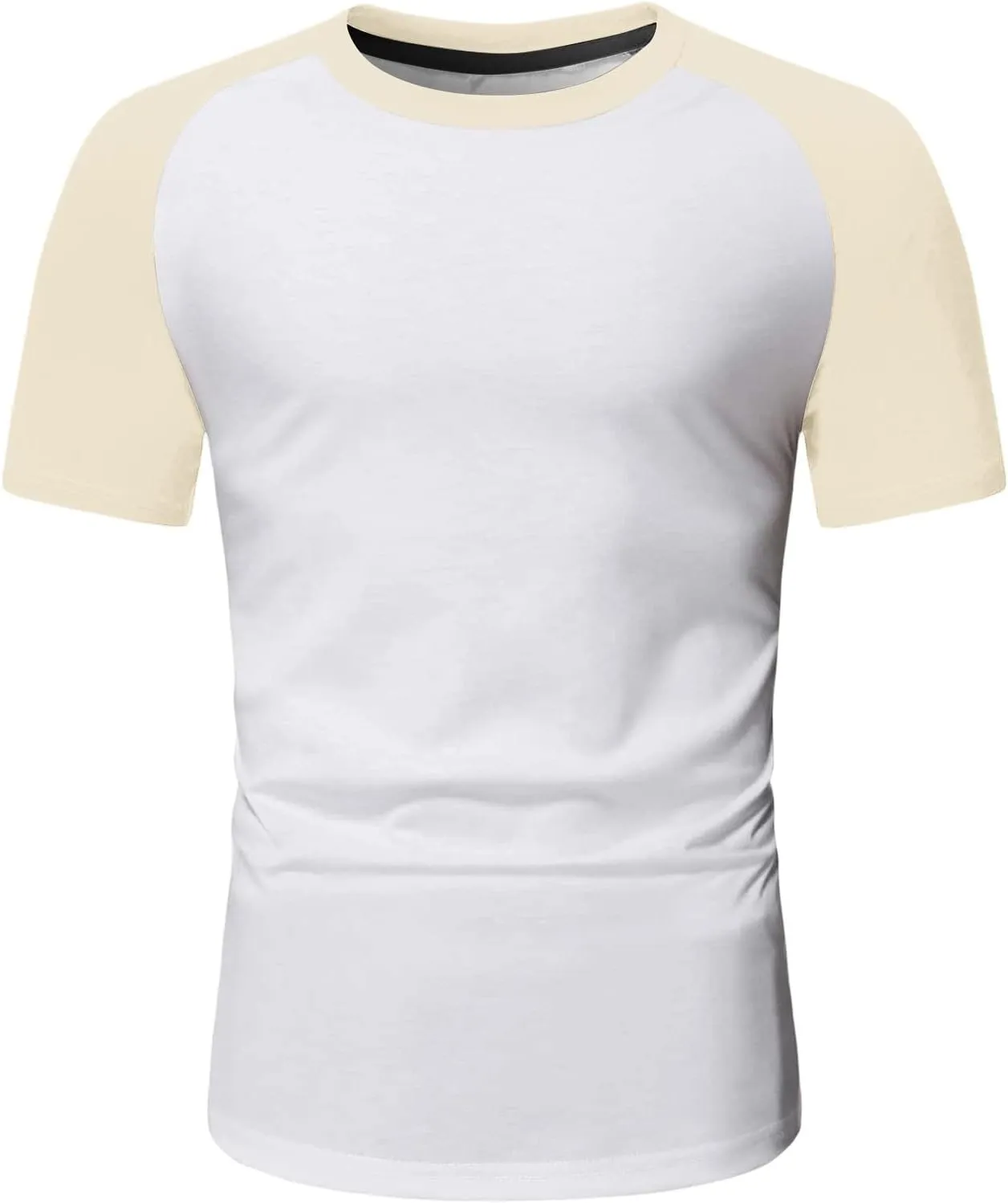 Men's Muscle Baseball T-Shirt Raglan Short Sleeve Bodybuilding Gym Tee Color Block Crewneck Fashion Hipster Shirt