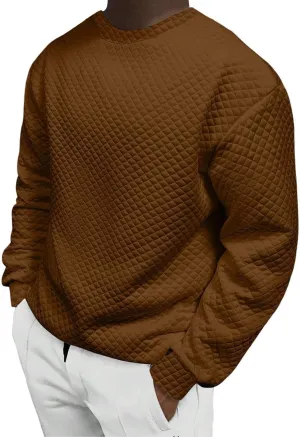 Men's Plain Sweatshirts Soft Long Sleeve Crewneck Sweatshirt Lightweigt Sweat Shirt Texture Pullover Shirt Tops