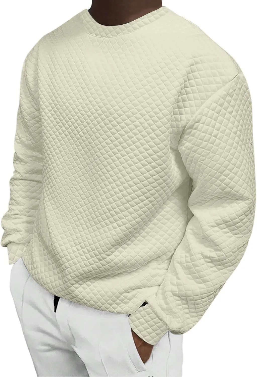 Men's Plain Sweatshirts Soft Long Sleeve Crewneck Sweatshirt Lightweigt Sweat Shirt Texture Pullover Shirt Tops
