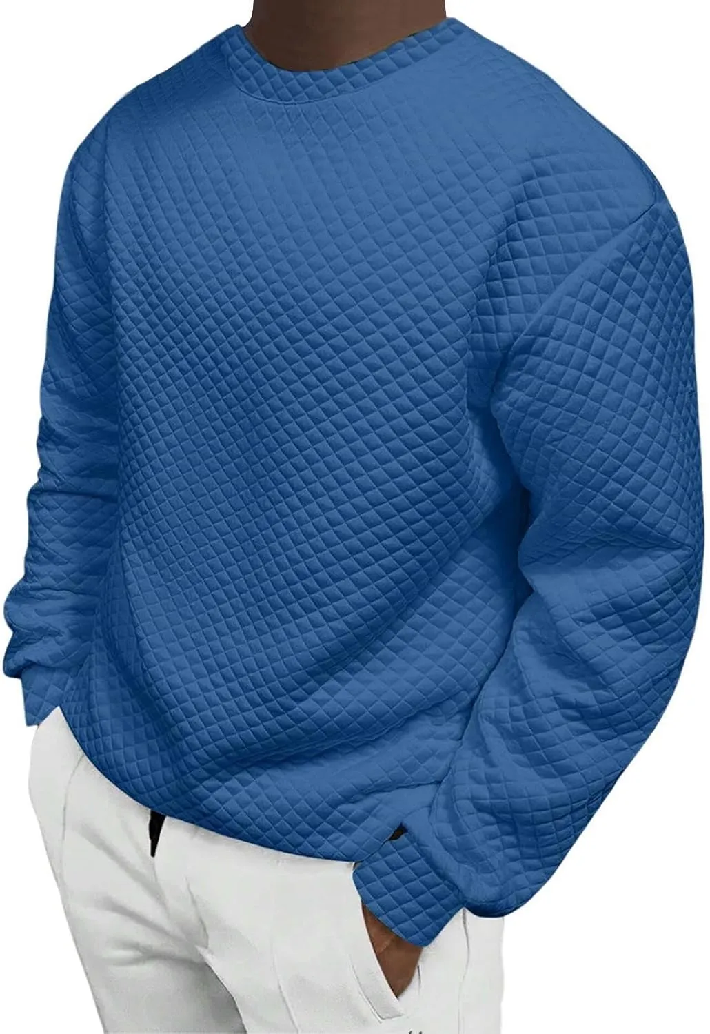 Men's Plain Sweatshirts Soft Long Sleeve Crewneck Sweatshirt Lightweigt Sweat Shirt Texture Pullover Shirt Tops