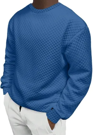 Men's Plain Sweatshirts Soft Long Sleeve Crewneck Sweatshirt Lightweigt Sweat Shirt Texture Pullover Shirt Tops