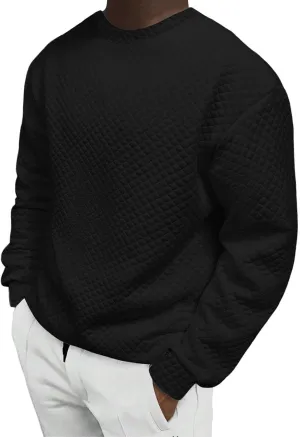 Men's Plain Sweatshirts Soft Long Sleeve Crewneck Sweatshirt Lightweigt Sweat Shirt Texture Pullover Shirt Tops