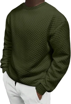 Men's Plain Sweatshirts Soft Long Sleeve Crewneck Sweatshirt Lightweigt Sweat Shirt Texture Pullover Shirt Tops