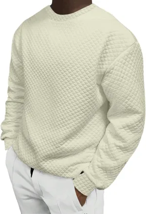 Men's Plain Sweatshirts Soft Long Sleeve Crewneck Sweatshirt Lightweigt Sweat Shirt Texture Pullover Shirt Tops