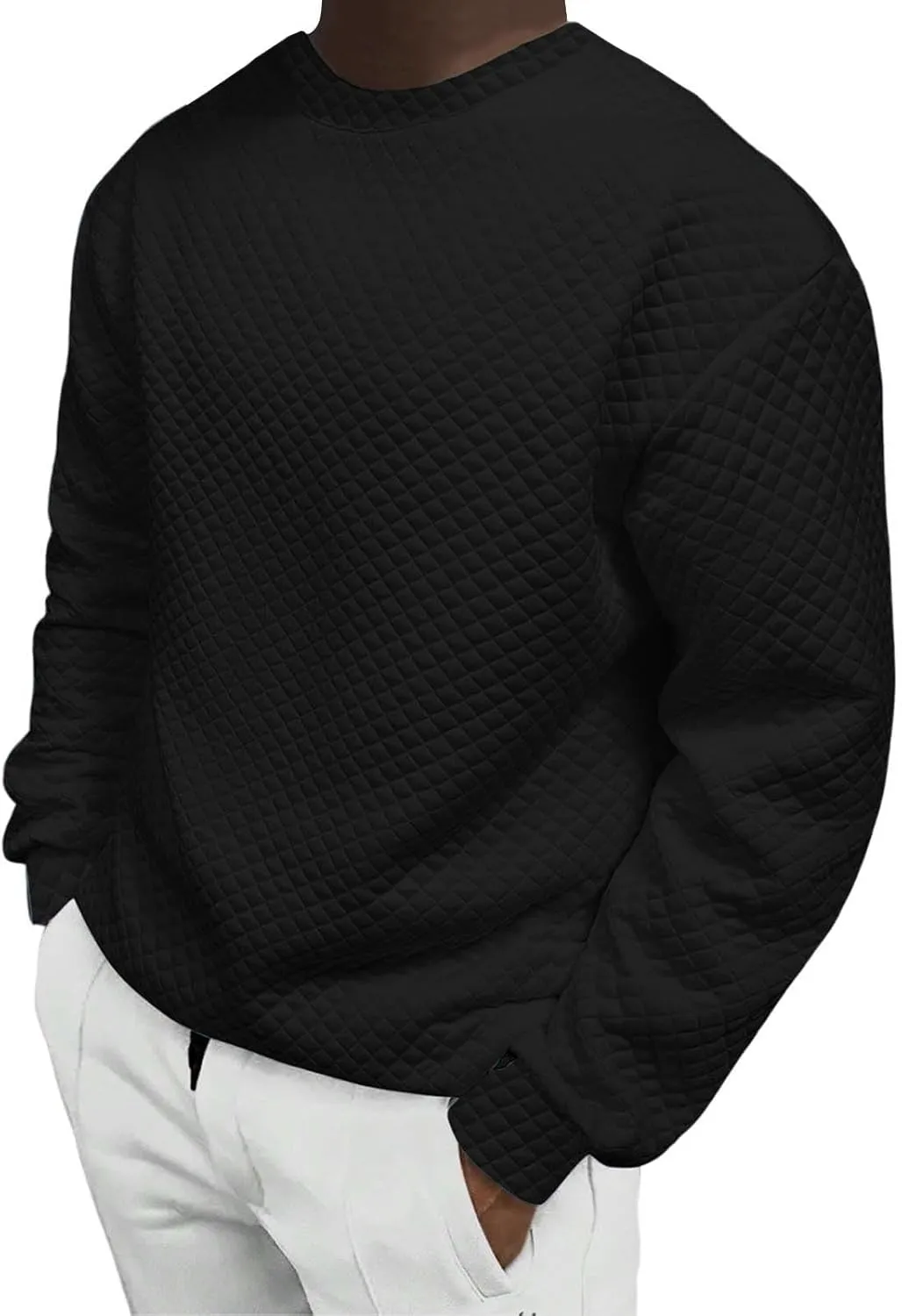Men's Plain Sweatshirts Soft Long Sleeve Crewneck Sweatshirt Lightweigt Sweat Shirt Texture Pullover Shirt Tops