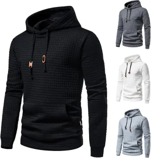 Men's Pullover Hoodies Casual Long Sleeve Hooded Sweatshirts Waffle Drawstring Hoodie with Pockets