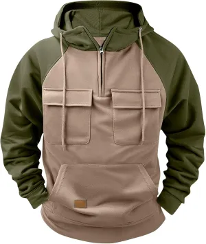 Men's Pullover Hoodies Formal Comfy Long Sleeve Sweatshirts Graphic Quarter Zip Sweaters with Hooded