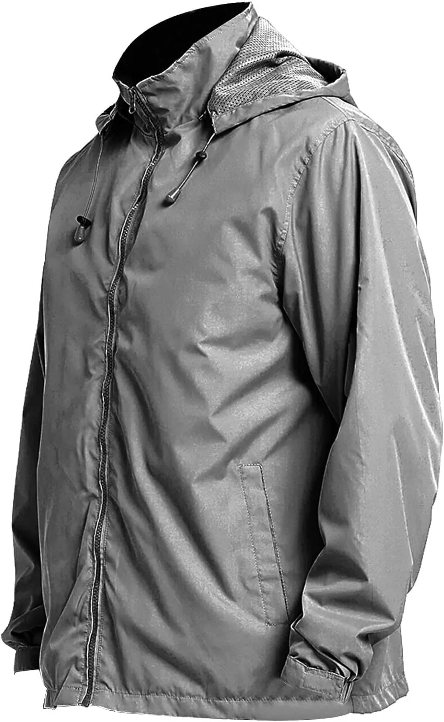 Mens Rain Jacket Packable Full-Zip Hooded Waterproof Windbreaker Lightweight Golf Outdoor Hiking Travel Cycling Coat
