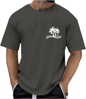 Mens Resort Wear 2025 Graphic T-Shirts Summer Palm Tree Printed Tshirt Short Sleeve Casual Loose Fit Crew Neck Tee Tops