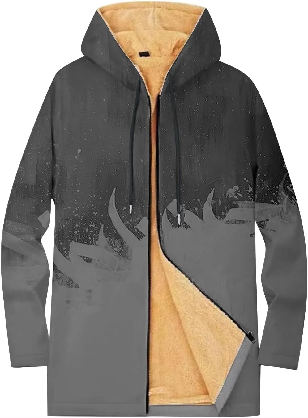 Mens Sherpa Lined Hoodie Full-Zip Casual Warm Sweatshirt Fleece Thick Thermal Hoodies